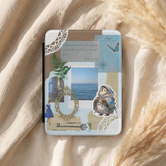 John 15:12 | Coastal Vintage Collage | Kindle Case