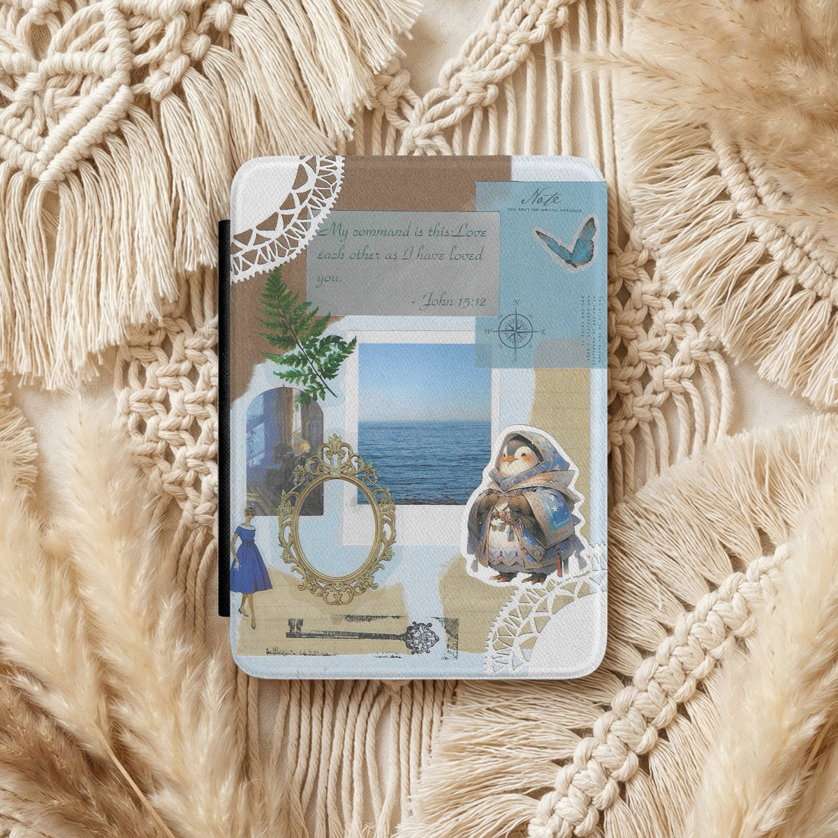 John 15:12 | Coastal Vintage Collage | Kindle Case