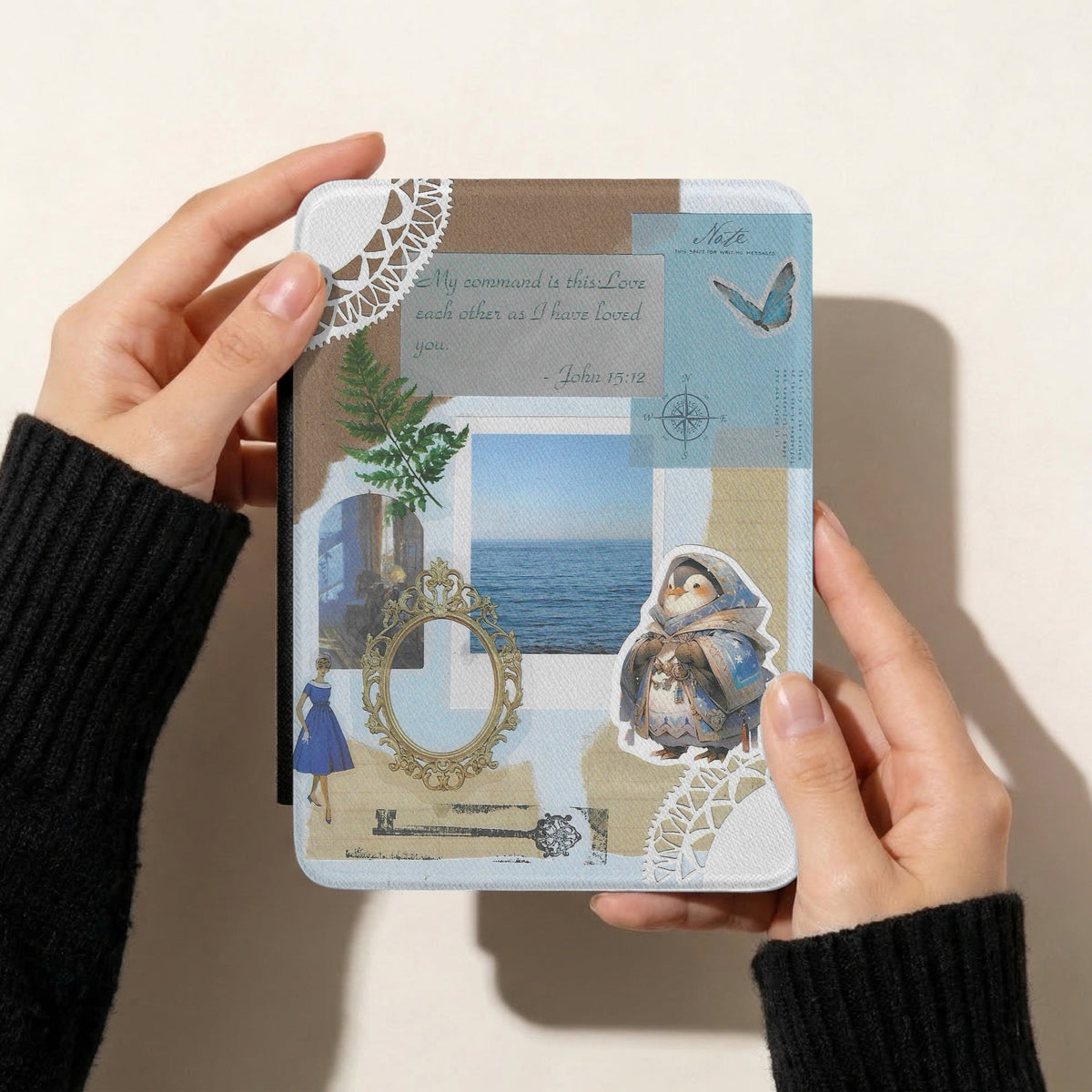 John 15:12 | Coastal Vintage Collage | Kindle Case