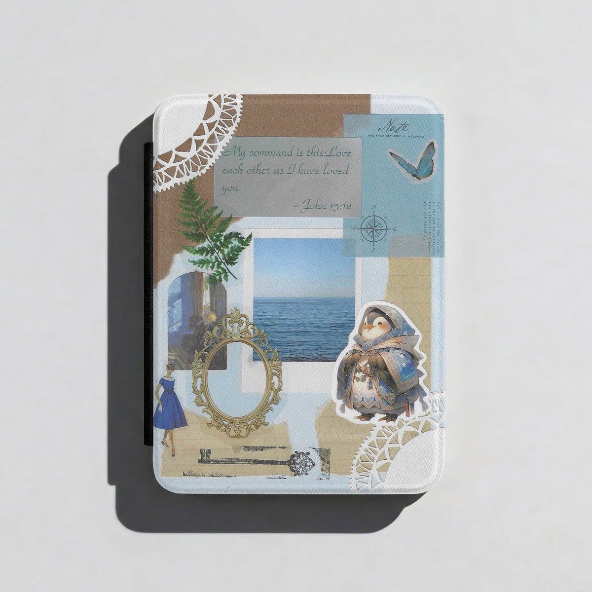 John 15:12 | Coastal Vintage Collage | Kindle Case