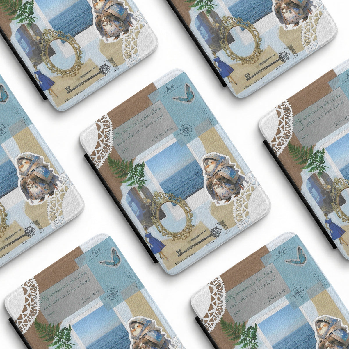 John 15:12 | Coastal Vintage Collage | Kindle Case