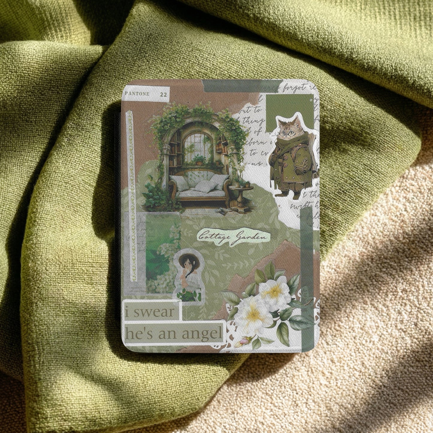 Cottage Green | Vintage Collage | Kindle Case