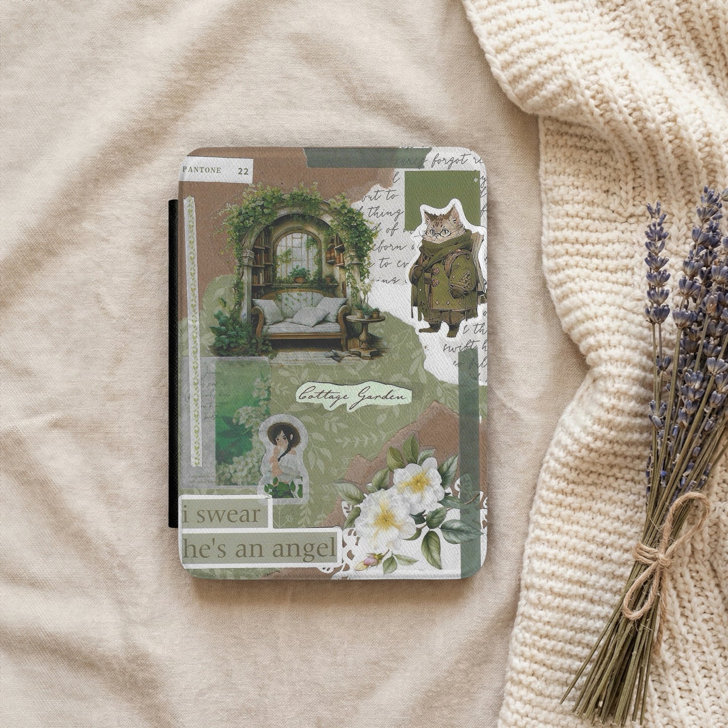 Cottage Green | Vintage Collage | Kindle Case