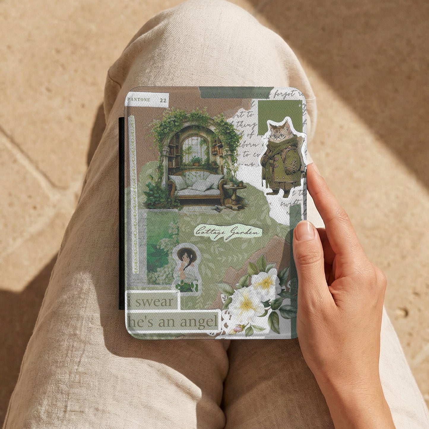 Cottage Green | Vintage Collage | Kindle Case