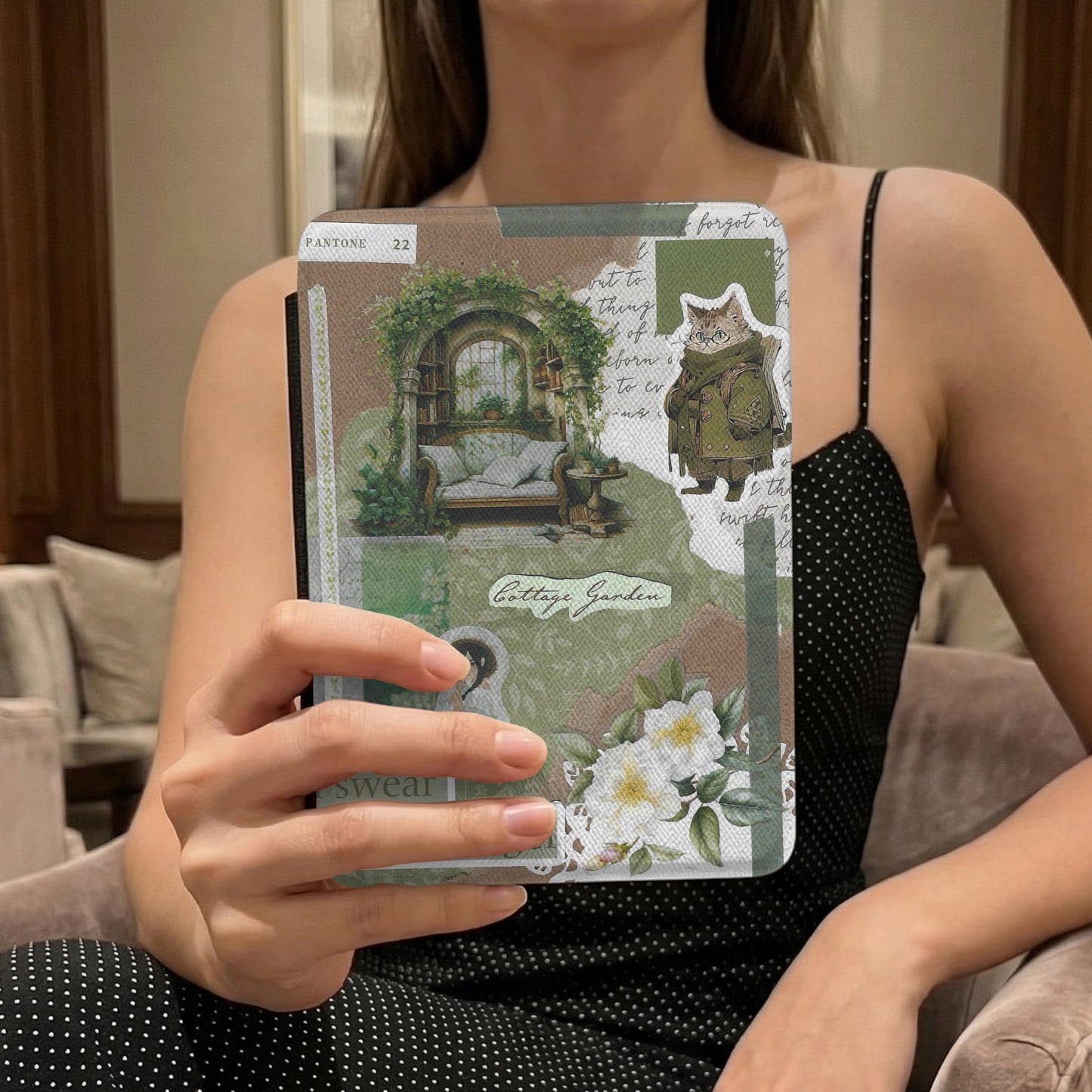Cottage Green | Vintage Collage | Kindle Case