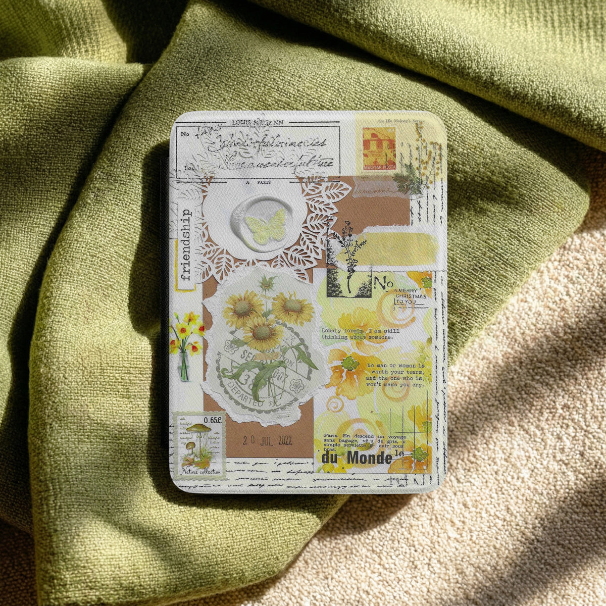 Floral Yellow | Vintage Collage | Kindle Case