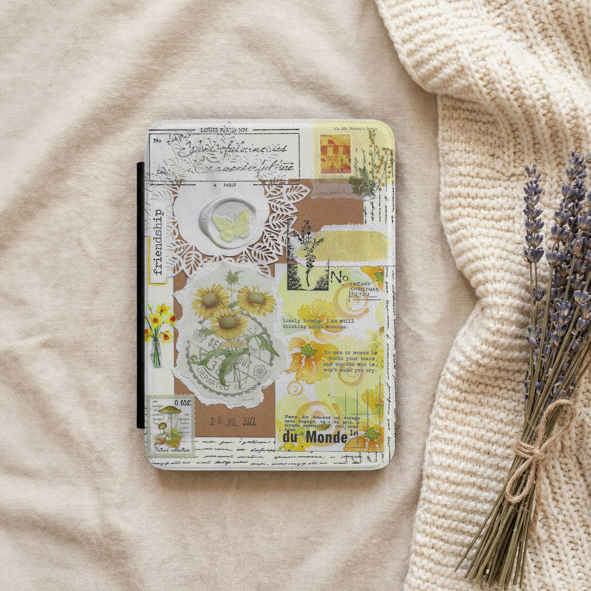 Floral Yellow | Vintage Collage | Kindle Case