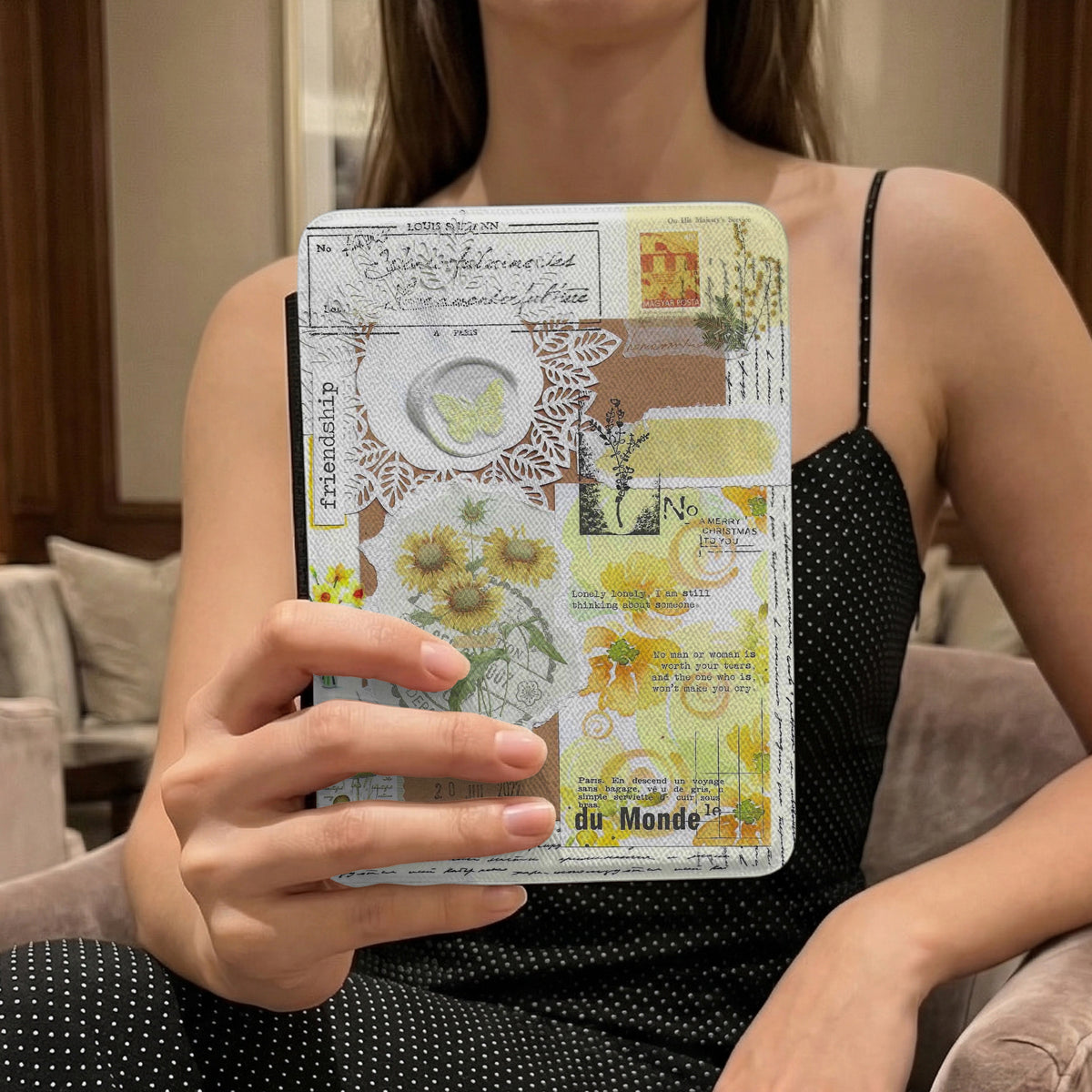 Floral Yellow | Vintage Collage | Kindle Case