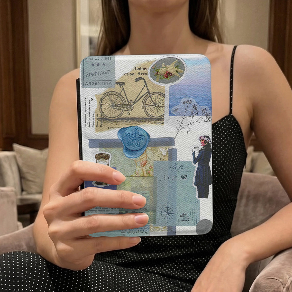 Costal Blue | Vintage Collage | Kindle Case